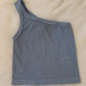 One Shoulder Blue Top